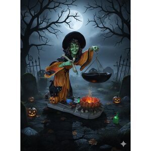 Yankee Candle Witch Green Face Hanging Tart Wax Burner Caldron 10" 1098593